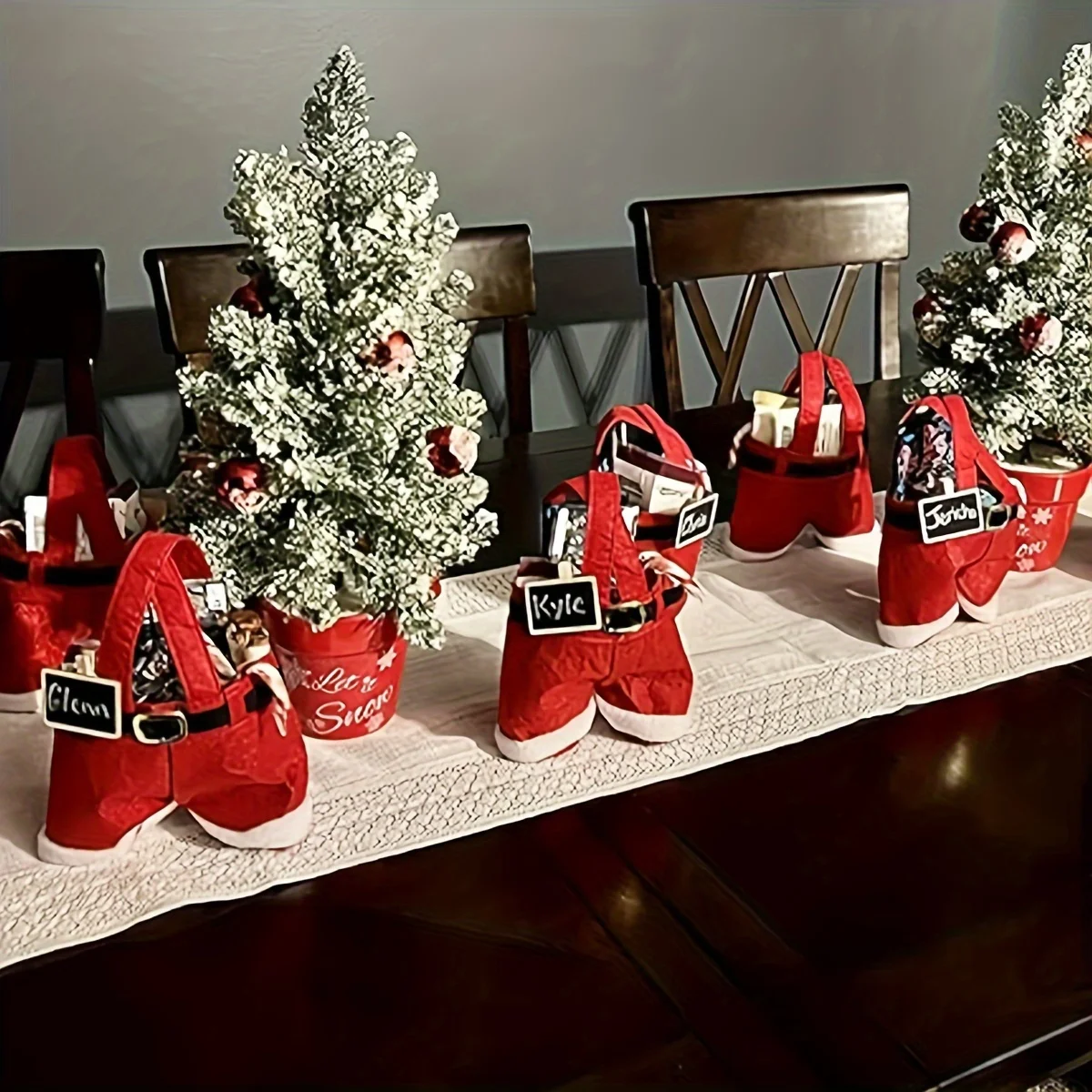 6 шт. рождественский мешок для конфет держатели вина штаны Санта-Клауса сумки