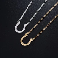 tulx stainless steel horseshoe pendant necklace for women elegant u shape charm choker necklace clavicle chain jewelry