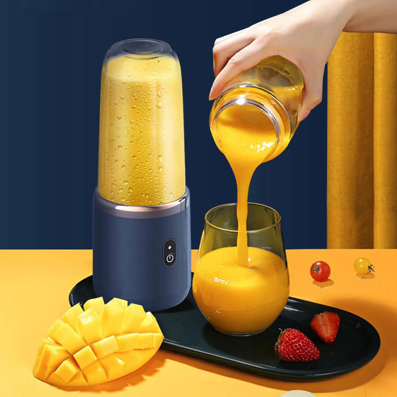 

Portable 400ml Smoothie Blender Mini Juicer Cordless Bottle BlenderUSB RechargeableJuicer Built In 1800MAh Rechargeable Battery