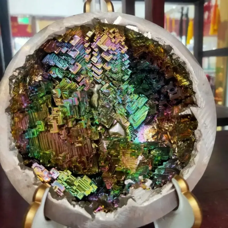 Bismuth Crystal Metal Crystal Ore Primitive Petrochemical Element Collection Specimen Mineral Natural Crystallization Home Furn