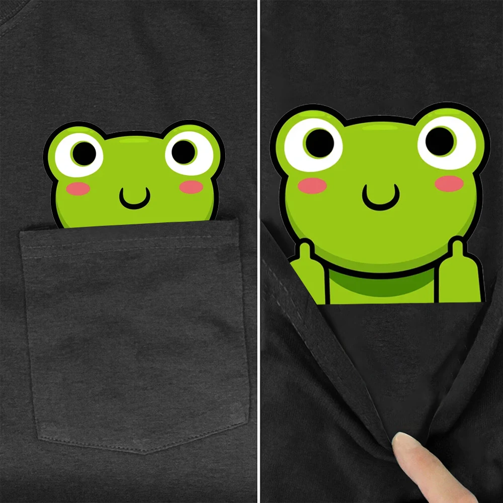 

Хлопковая футболка CLOOCL с изображением животных, забавная Милая лягушка, карман для среднего пальца, топы, футболки с принтом наклеек, мужски...