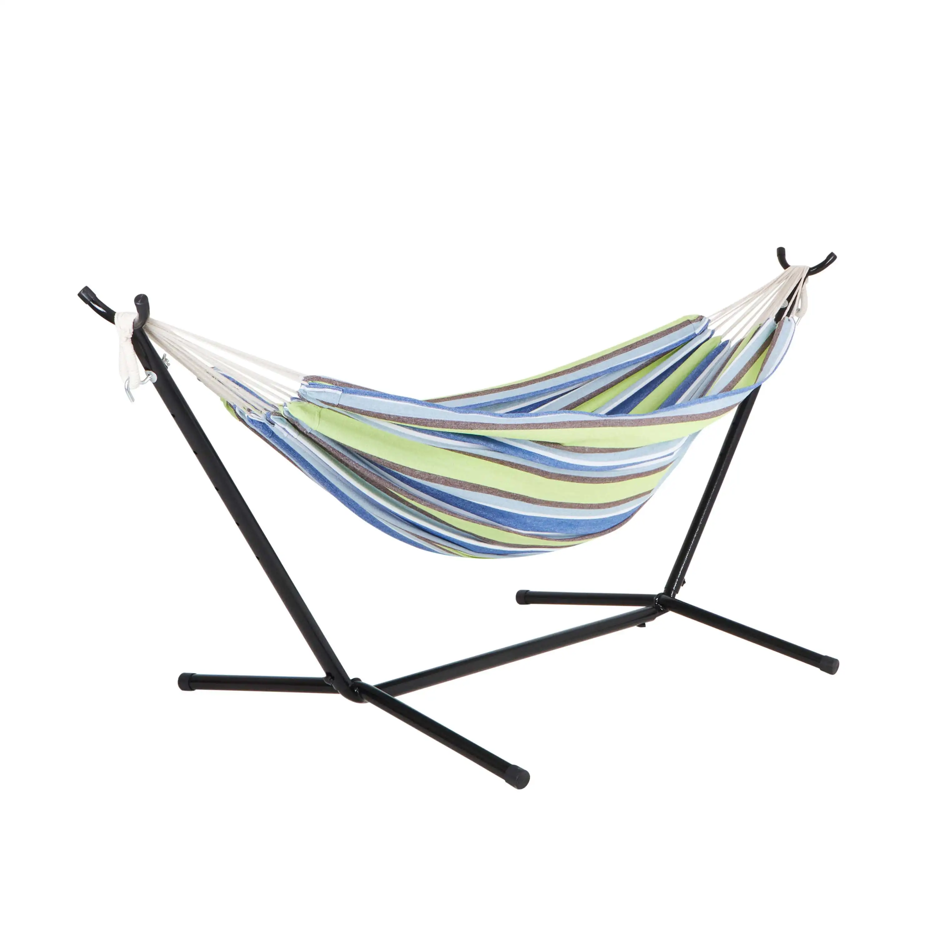 

Double Hammock w/ Space Saving 9ft. Stand & Premium Carry Bag - Garden Stripe