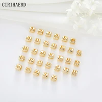 14k gold plated brass 26 letter digital love heart spacer beads diy jewelry making supplies beaded material components wholesale