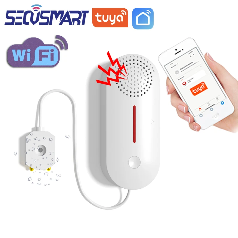 

Tuya WiFi Water Leakage Detector Smart Home Security Flood Sensor Sound Alarm Automatically Adjust the Volume Smart Life APP