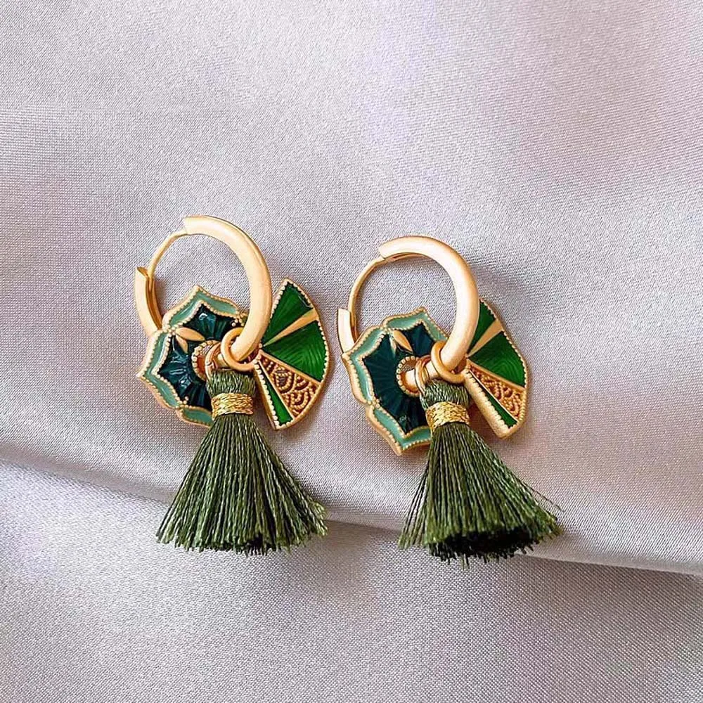 Эмалированные глянцевые серьги-подвески Hanfu с кисточками висячие серьги в