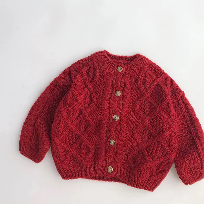 

Детский свитер, Рождественская красная Осенняя зимняя трикотажная одежда для маленьких мальчиков и девочек, Детский кардиган с длинным рукавом, свитер, верхняя одежда