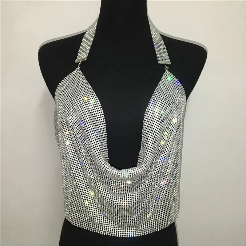 Summer Clothes For Women 2022 Rhinestone Tank Top New Fashion Sexy Outfits Festival Clothing Shiny Body Chain Jewelry Halter |