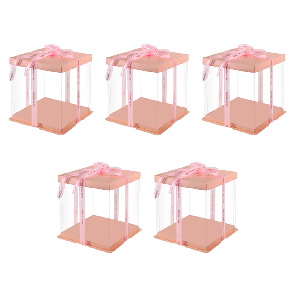 

5pcs Clear Cake Box Carrier Cake Storage Box Cake Container Wedding Favor Box Cake Boxes With Window Clear Bakery Box