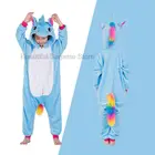 Милая пижама в виде единорога для мальчиков и девочек кигуруми одежда в виде животных для косплея зимняя теплая Милая Пижама детская Фланелевая Пижама