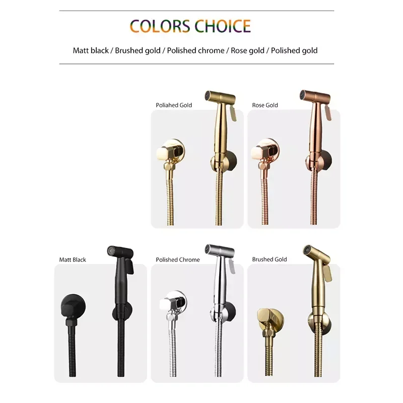 

Bathroom Toilet Bidet Tap Kit. Brushed Gold Wall Mounted Bidet Sprayer Shower With Shut-Off Valve Black , Rose Gold Shattf