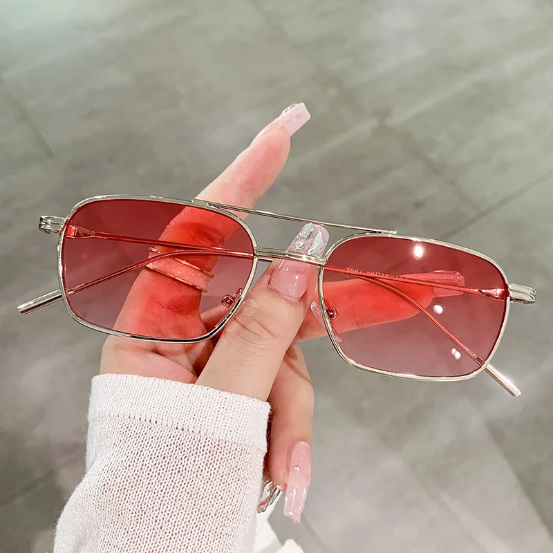 

Fashion Square Pilot Sunglasses Women Men Classic Rectangle Metal Frame Candy Color Glasses UV400 Y2K Shades