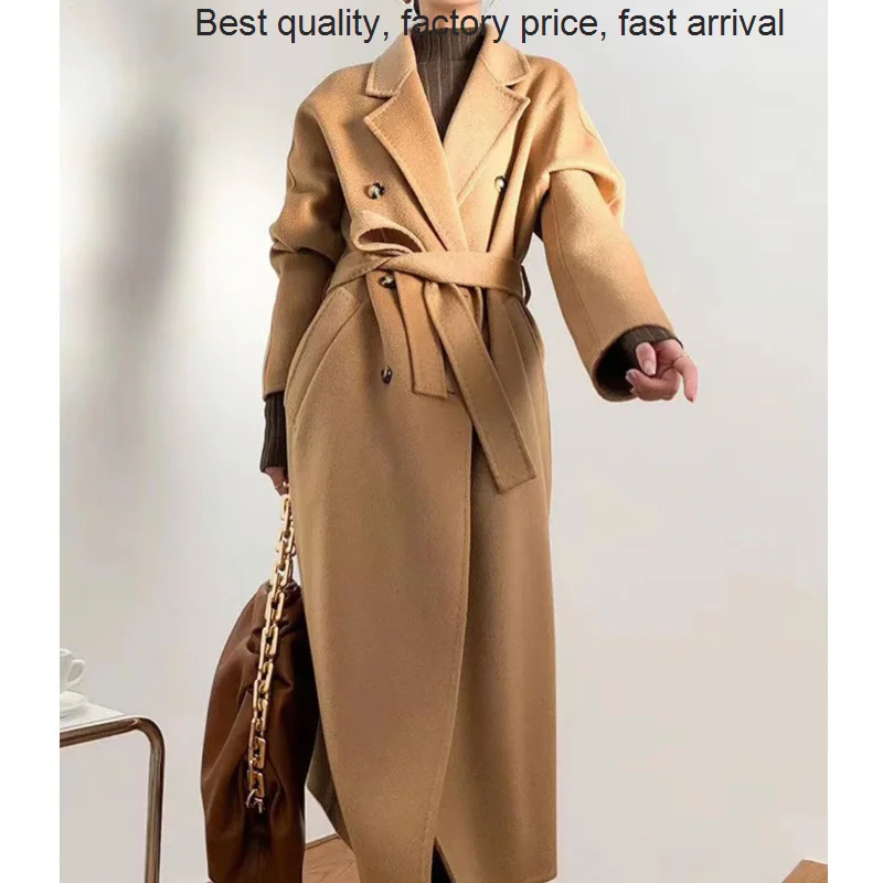 

Высококачественное роскошное Брендовое тонкое кашемировое двустороннее длинное шерстяное пальто женская одежда осень-зима новинка