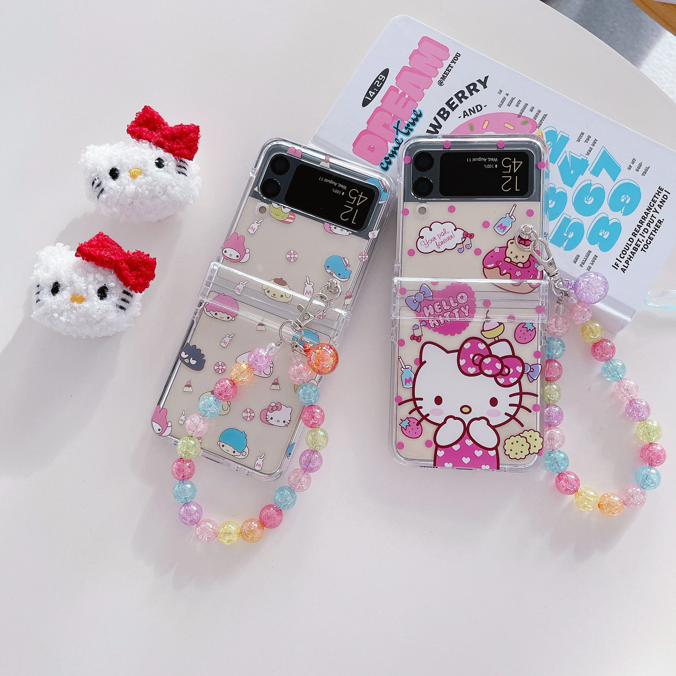 Sanrio – coque de téléphone Hello kitty en peluche 3D  étui de téléphone avec chaîne de main  pour