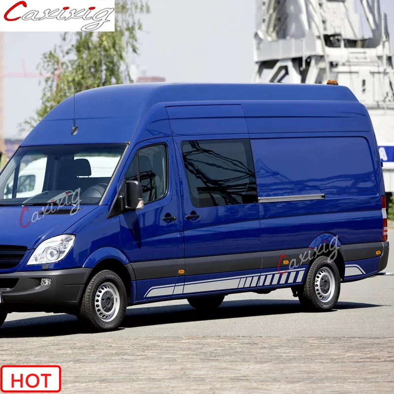

For-Mercedes Benz Sprinter Car Door Sport Stripes Auto Body Side Skirt Sticker Exterior Accessories Racing DIY Vinyl Decals