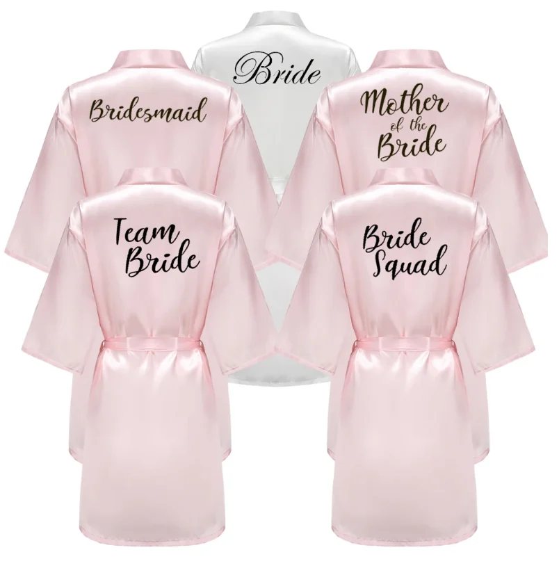 Новинка Розовый Атласный халат для свадебной команды отряд невесты горничная