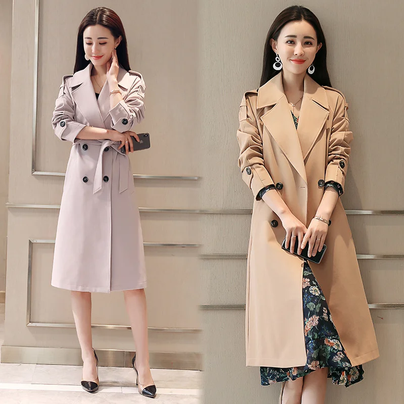 

Spring Autumn Trench Coat for Women Streetwear Double Breasted Coats Ladies Business Office Windbreakers Sobretudo Feminino 4XL