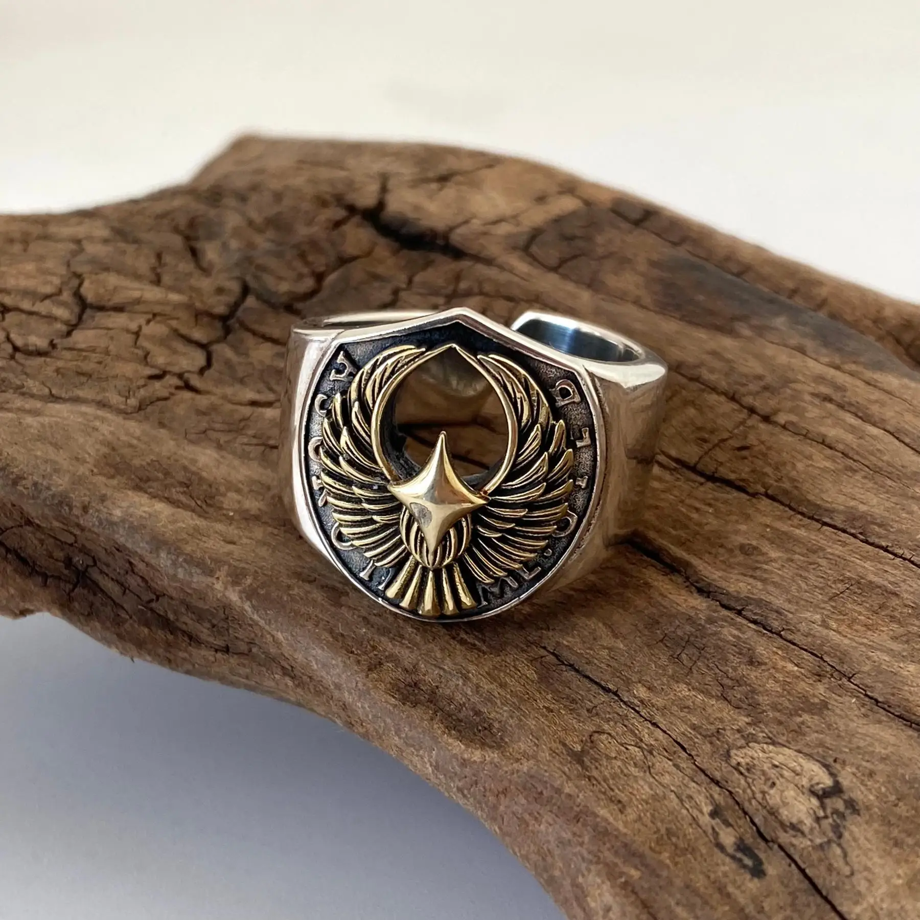 

Vintage accessories personality letter flying eagle ring for men, fashion jewelry Indian style open domineering trend men's ring