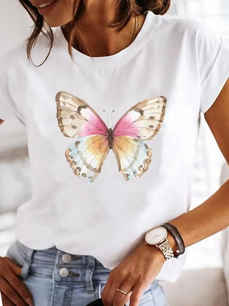 

Sweet Butterfly 90s Trend Women Print Summer T Clothing Clothes Fashion Casual T-shirts Short Sleeve Ladies Female Graphic Tee