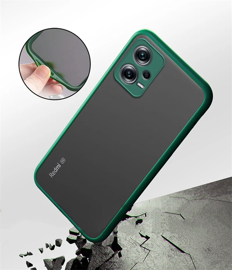 For Redmi Note 12 5G Case Cover for Redmi Note 12 Coque Fundas Capa Matte Translucent Protective Phone Bumper For Redmi Note 12