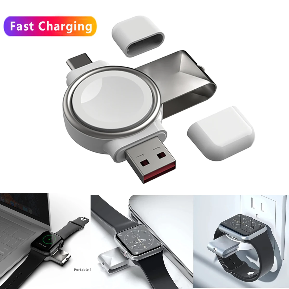 Портативное магнитное Беспроводное зарядное устройство 2 в 1 подставка для Apple Watch
