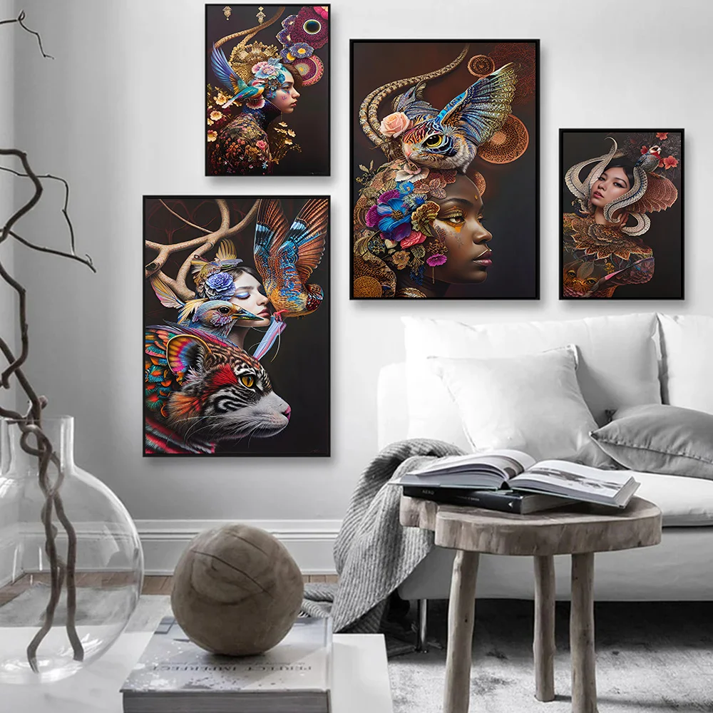Портрет женщины в стиле Фэнтези эстетические плакаты принт абстрактная женщина
