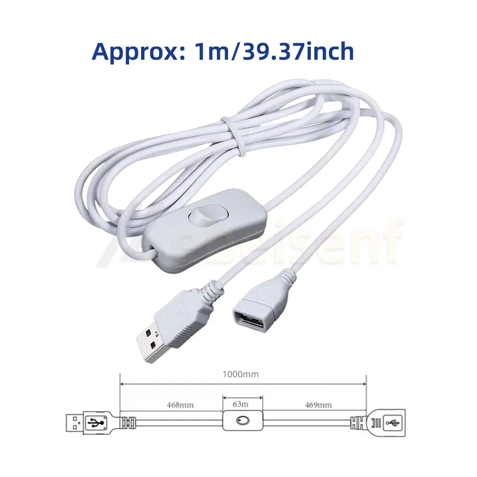 0,3 м 1 м USB-кабель-переключатель между мужчинами и женщинами, док-удлинитель, шнур питания с включением/выключением 303 для ПК, USB-вентилятор, светодиодная лампа, зарядное устройство USB