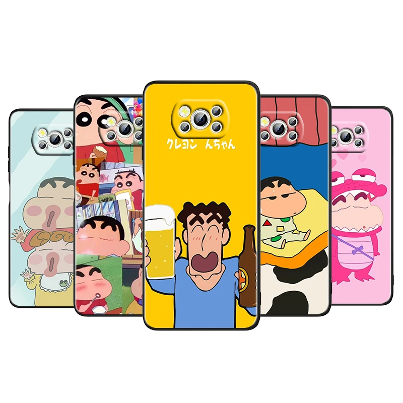 

Crayon Shin-chan Family For Xiaomi Poco M4 X4 X3 F3 GT NFC M3 C3 M2 F2 F1 X2 Pro Silicone Soft Black Phone Case Cover Capa Coque