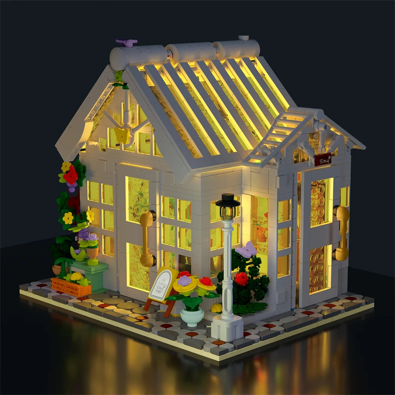 

City Street View MOC кофейный дом цветочный магазин архитектурная модель строительный блок DIY коттедж Кирпичи игрушки для детей Рождественский подарок