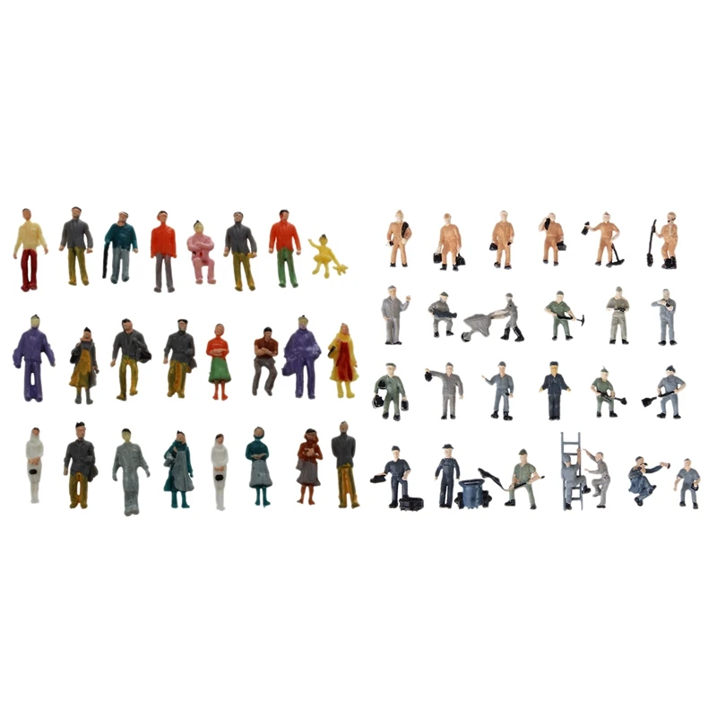 

24 Pcs Colorful Painted Sand Table Model Railway Passenger Figures Scale (1 To 87) & 25Pcs 1:87 Figurines Painted Figures Miniat