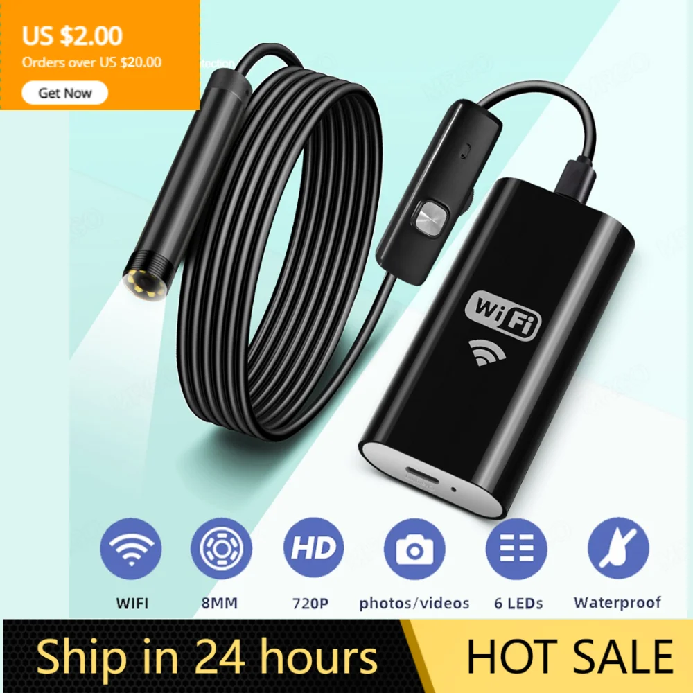 

Wifi Endoscope Camera HD720P Borescope USB Camera Semi-rigid Cable Waterproof Iphone Android Wireless Car Inspection Borescope