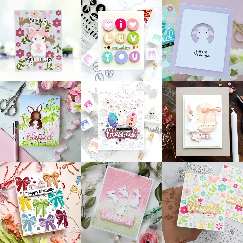 Фото Piggy Craft металлические штампы для резки, новая серия пасхального кролика, нож для скрапбукинга, нож для рукоделия, лезвие, трафареты, штампы №1
