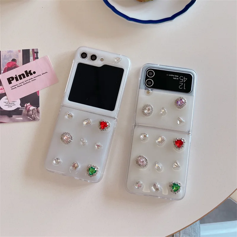 

Creative Colored Gemstones Phone Case for Samsung Galaxy Z Flip 3 Z Flip 4 Z Flip 5 Hard PC Back Cover for ZFlip5 Case Shell
