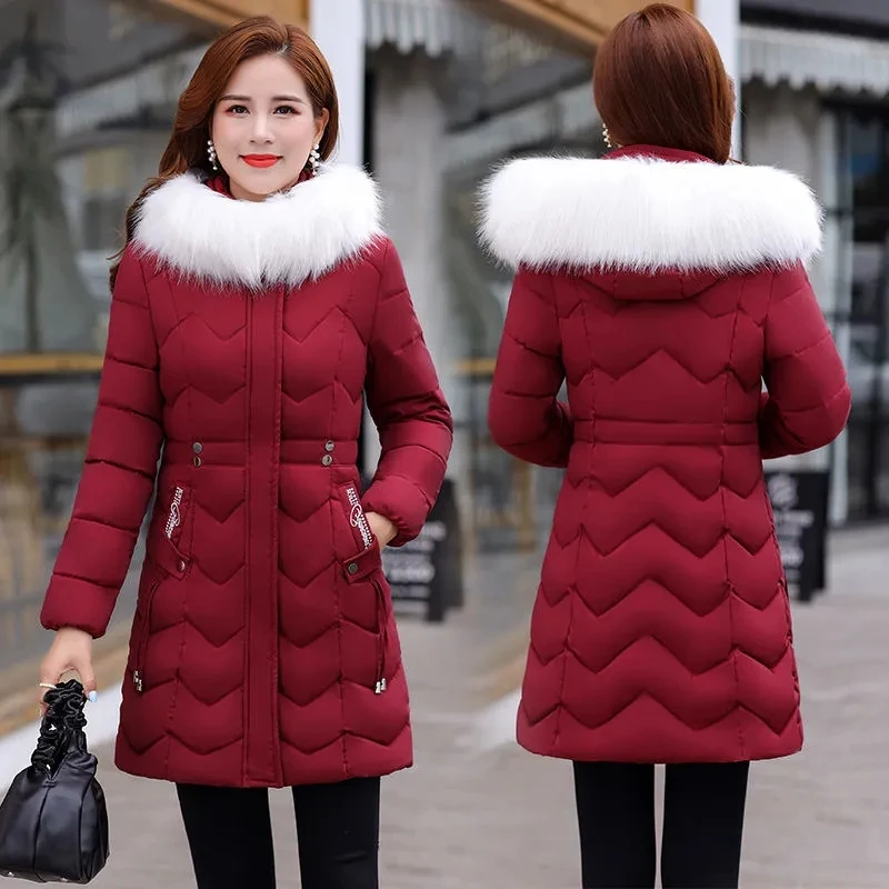 

Winter New Down Cotton Coat Women 2022 Fashion Slim All-match Padded Jacket Women Casual Plus Size Thick Warm Fur Collar Parkas
