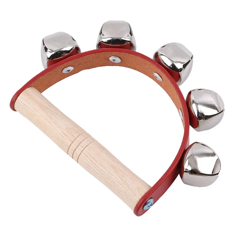 

Newest Wooden Rattle Toy Red Music Baby Education Toys Musical Instruments Wooden Handbell Toys For Kids