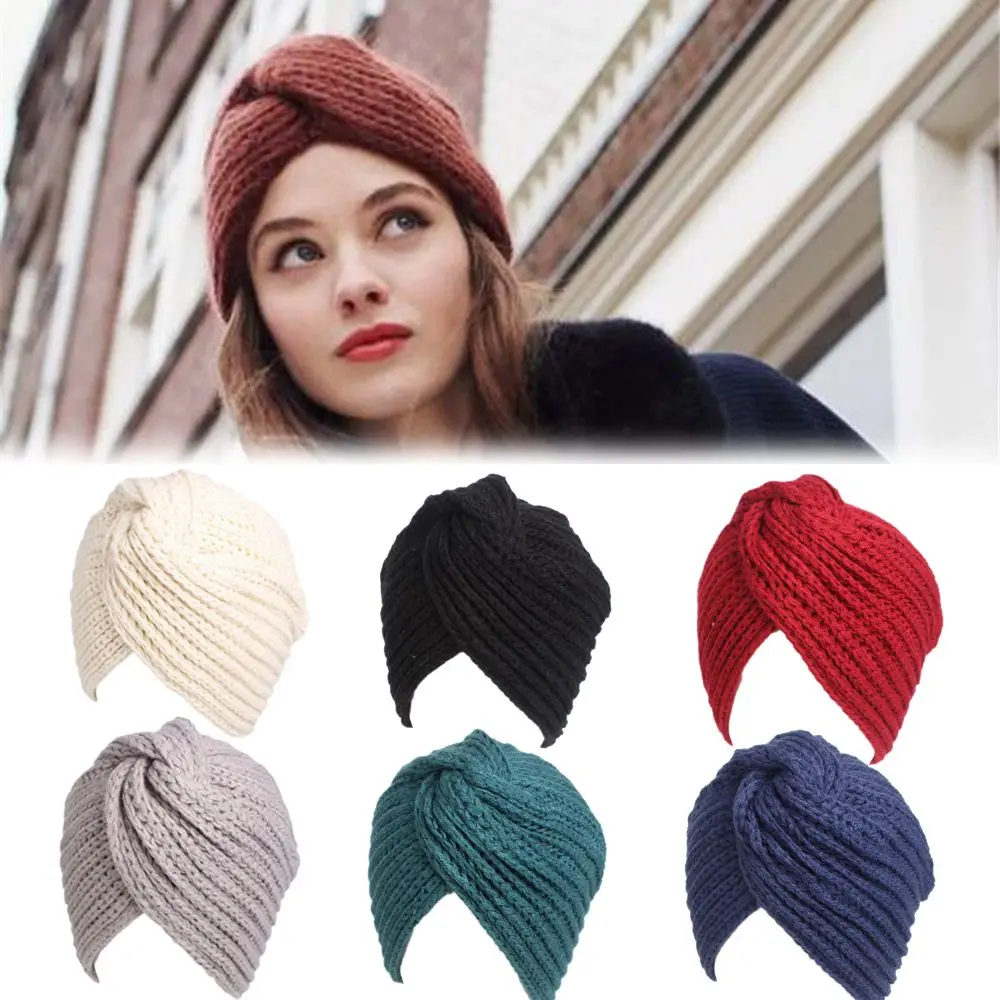 

Hair band Knitted Spring Winter Hat Felt Hat Ladies Turban Head Wrap Caps for Women Twist Headwrap Hat Girls Croceht Beanies