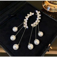 creative zircon tassel long pearl earrings 2022 new vintage ear jewelry