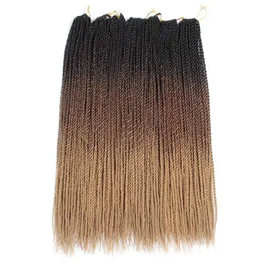 QP Hair Омбре Сенегальские Косы на Крючке 24 дюйма 30 Корней/упаковка Синтетические Волосы для Плетения для Женщин черные Крочет.