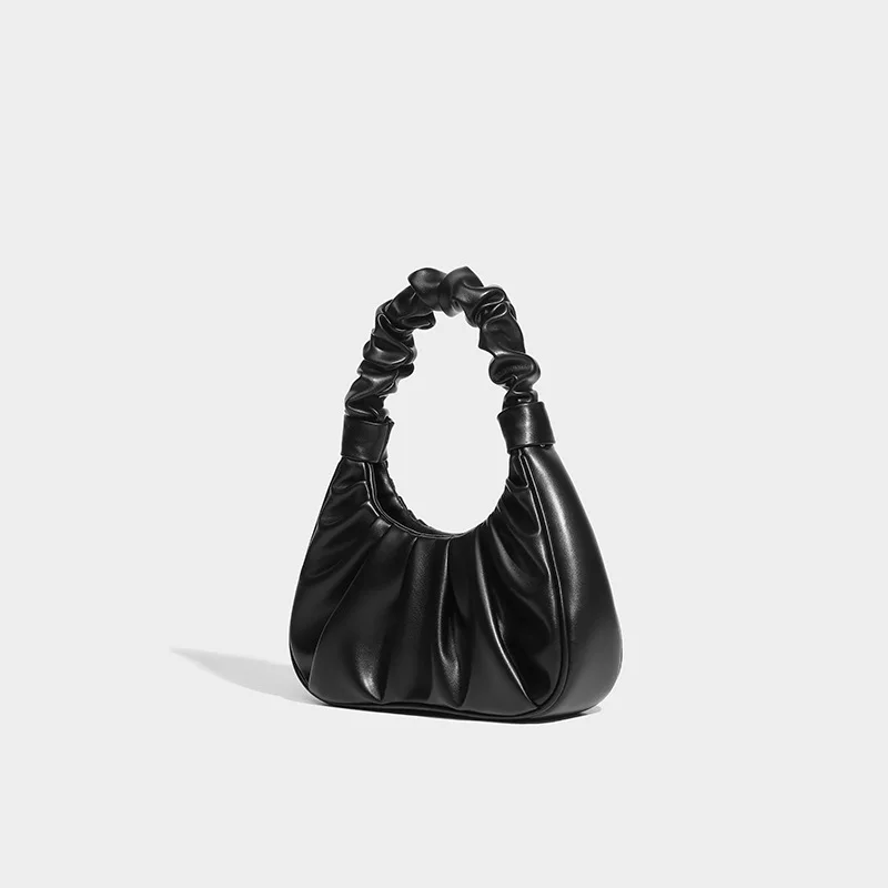 LOESRSS Cloud Bag Niche Design Underarm Bag Leather Casual Handbag for Women Pleated Texture Personalized Fashion Shoulder Bag