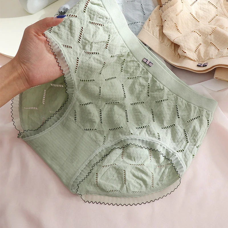Women's Cotton Panties Large Sizes with High Waist Antibacterial Mulberry Silk Cotton Briefs Female Underwear Plus Size Women