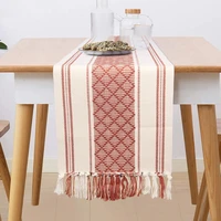 simple cotton woven table flag tablecloth with tassel woven table mat runner wedding decoration track the runners home textile