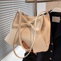 2022 new all match fashion luxury high quality casual simple texture underarm bag tote bag bow large capacity bag female summer