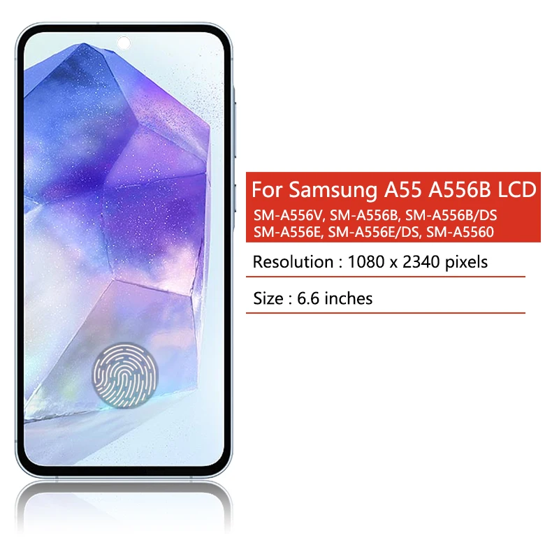 6 ''Super AMOLED для Samsung A55 5G ЖК-дисплей с цифровым преобразователем сенсорного
