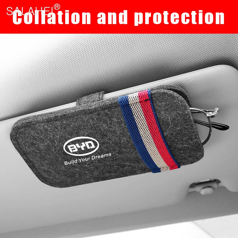 

Car Sun Visor Glasses Clip Holder Storage Box Card Bag For BYD Tang G6 L3 F3 F0 S6 F6 S8 M6 S7 G3 E5 E6 E9 Surui Song Qing Yuan