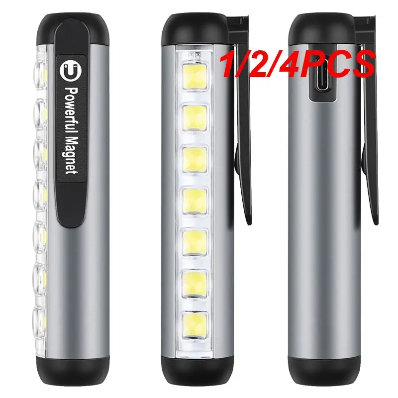 

1/2/4PCS Mini LED Flashlight USB Rechargeable Front Lamp XPE+side Lamp 7 COB Waterproof Fast Charging Work Light Lantern