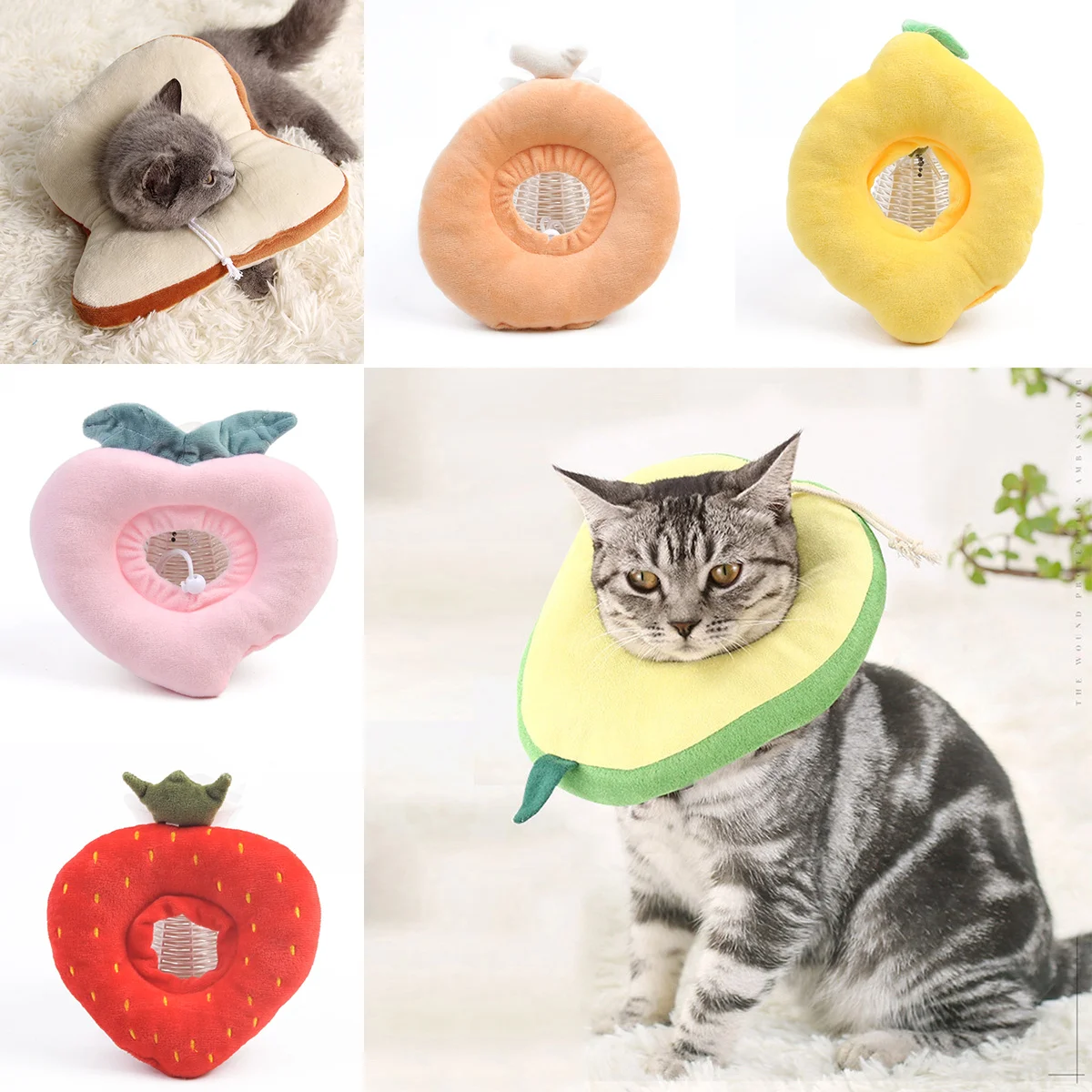 

Prevent Bite Neck Ring For Pets Soft Toast Avocado Shaped Cotton Pet Elizabethan Collar Dog Cat Adjustable Wound Healing Collar
