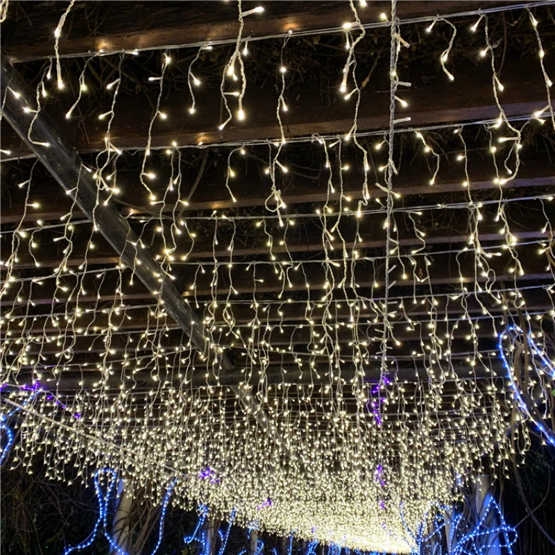 

Fairy Christmas LED Curtain Icicle String Lights Droop 0.4-0.6m Wedding Party Garden Outdoor Street Holiday Lighting Decor