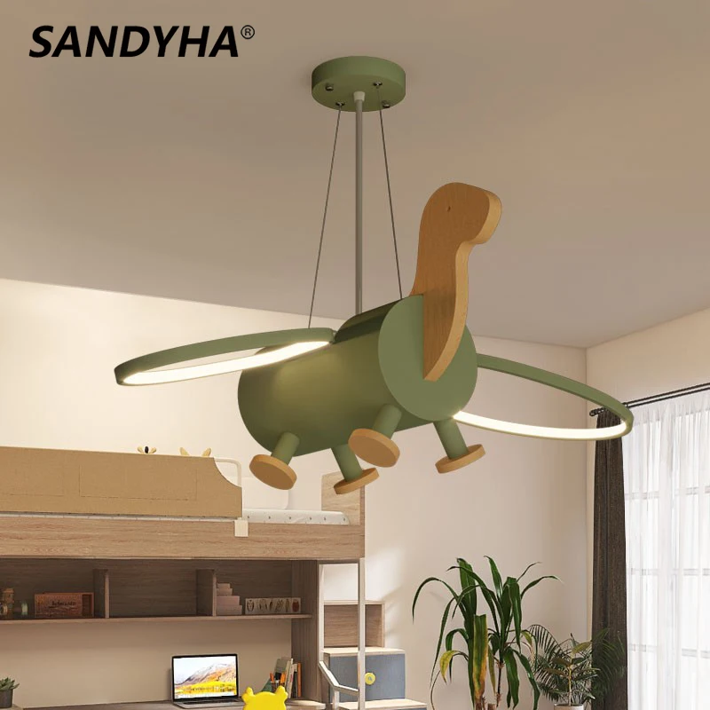 

SANDYHA Abajur Para Quarto Infantil Lamp for Bedroom Children's Room Home Decor Led Lights Decoration Cute Dinosaur Chandeliers