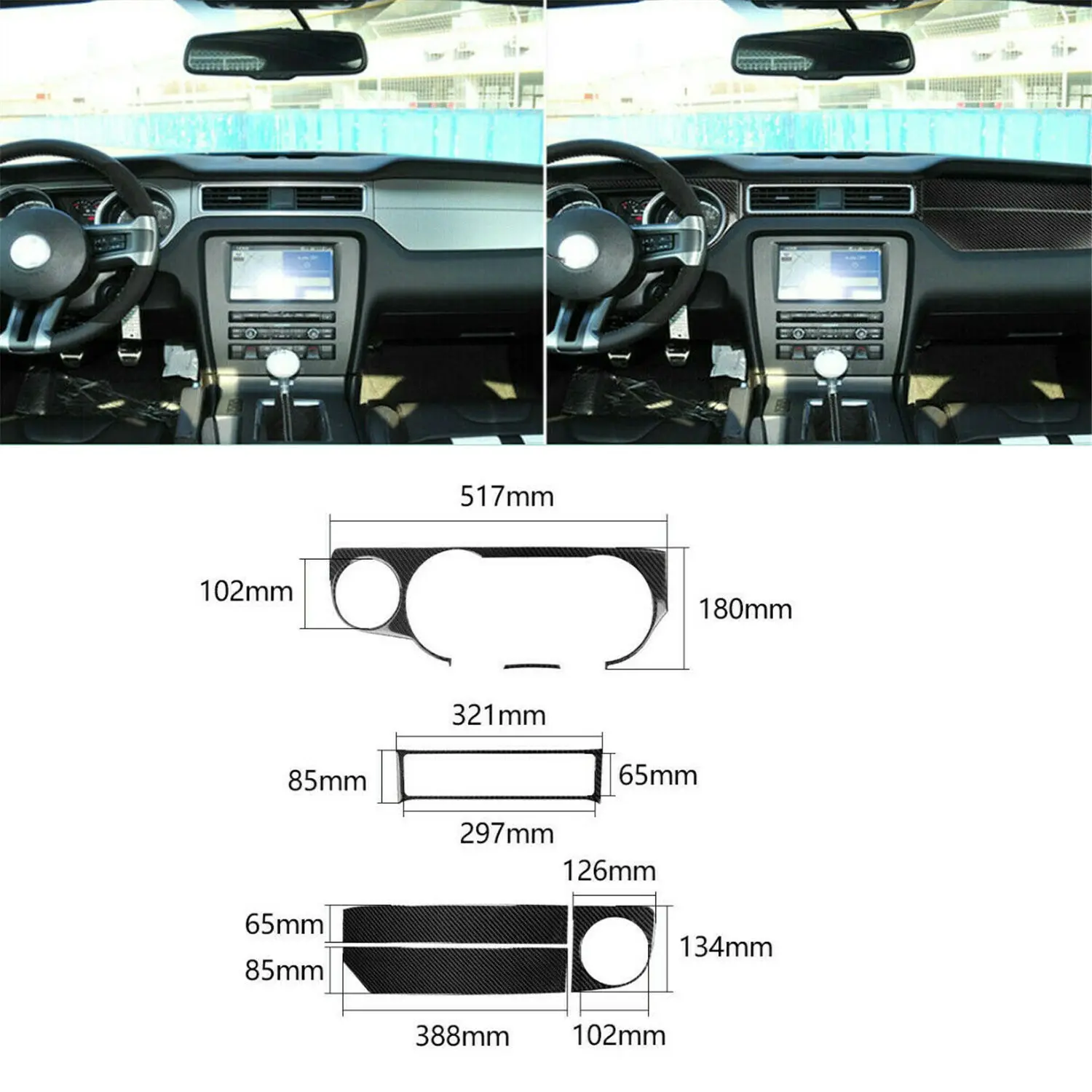 

21Pcs Carbon Fiber Car Sticker For Ford Mustang 2009-13 Full Interior Kit Set Cover Sticker Auto Accessories