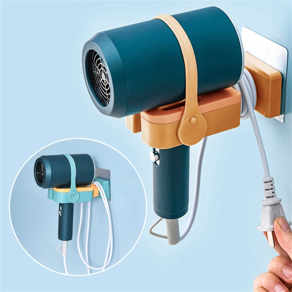 

Hair Dryer Holder Brushes Plastic Rack Self-Adhesive Space Saving Storage Shelf Indoor Living Room Organizer Decor Toilet