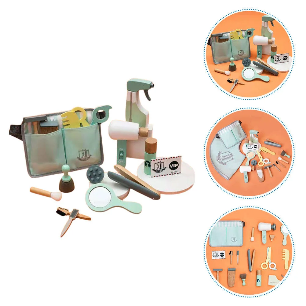 

Hairdressing Set Kids Toys Baby Hairdresser' Tool Kit Wooden Haircut Tools Boys